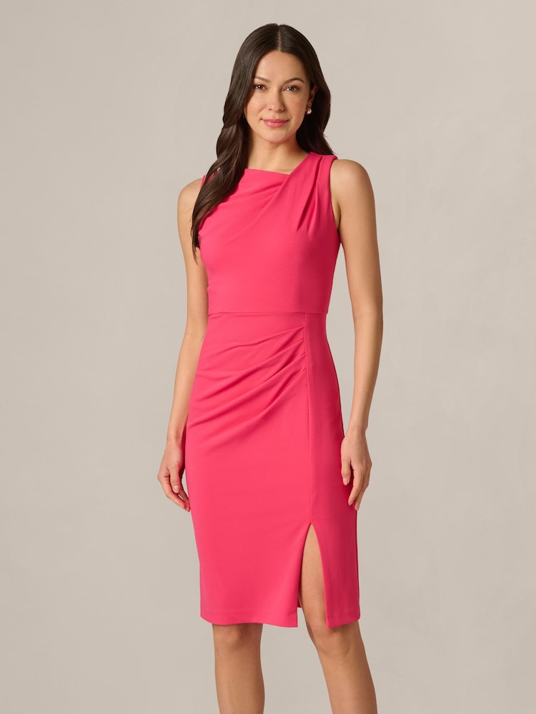 Adrianna Papell Pink Asymmetrical Crepe Dress - Image 1 of 6