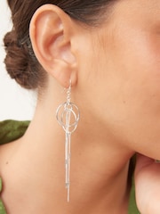 Silver Tone Circle Chain Drop Earrings - Image 1 of 3