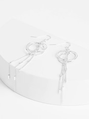 Silver Tone Circle Chain Drop Earrings - Image 3 of 3