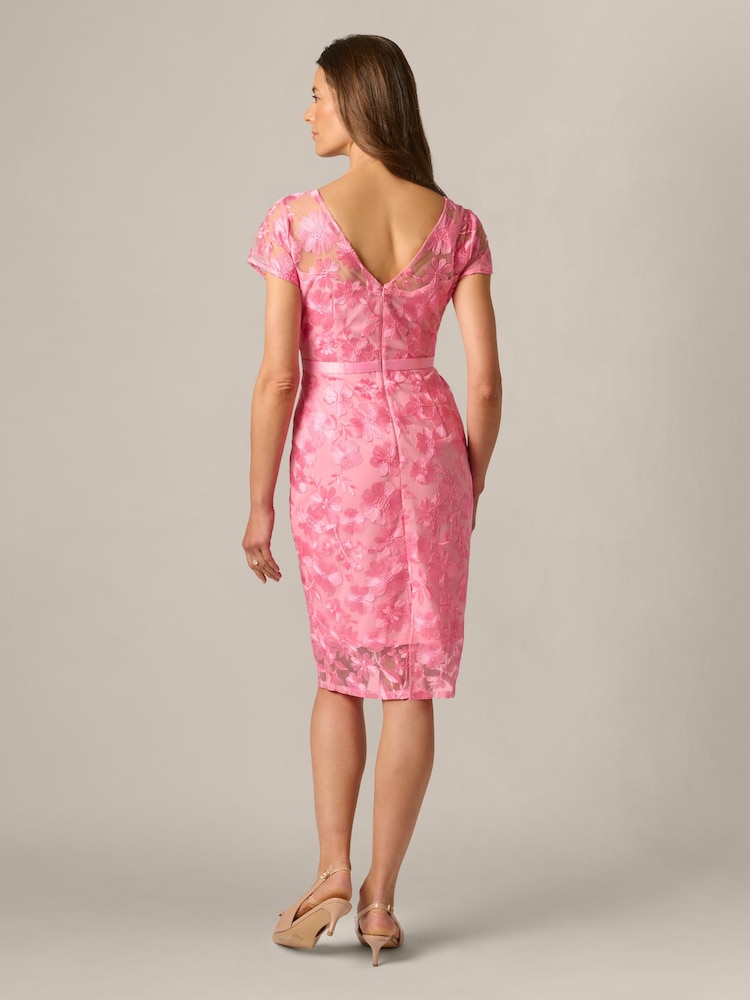 Adrianna Papell Pink Illusion Embroidery Dress - Image 2 of 6