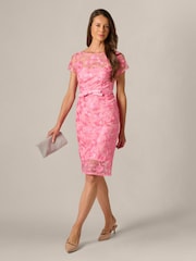 Adrianna Papell Pink Illusion Embroidery Dress - Image 3 of 6