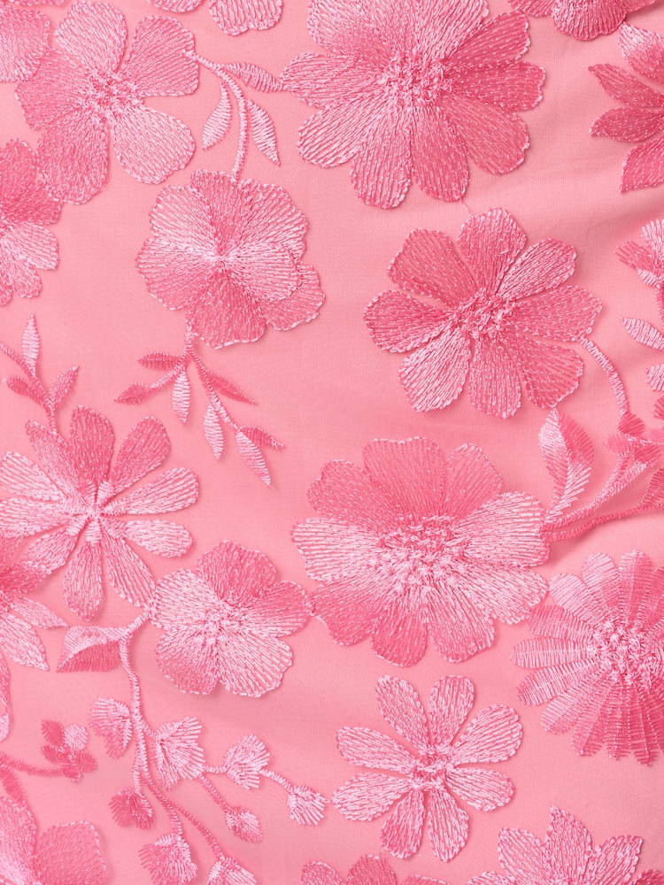 Adrianna Papell Pink Illusion Embroidery Dress - Image 6 of 6