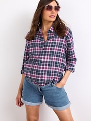 Light Blue Denim Maternity Mom Style Shorts - Image 1 of 6
