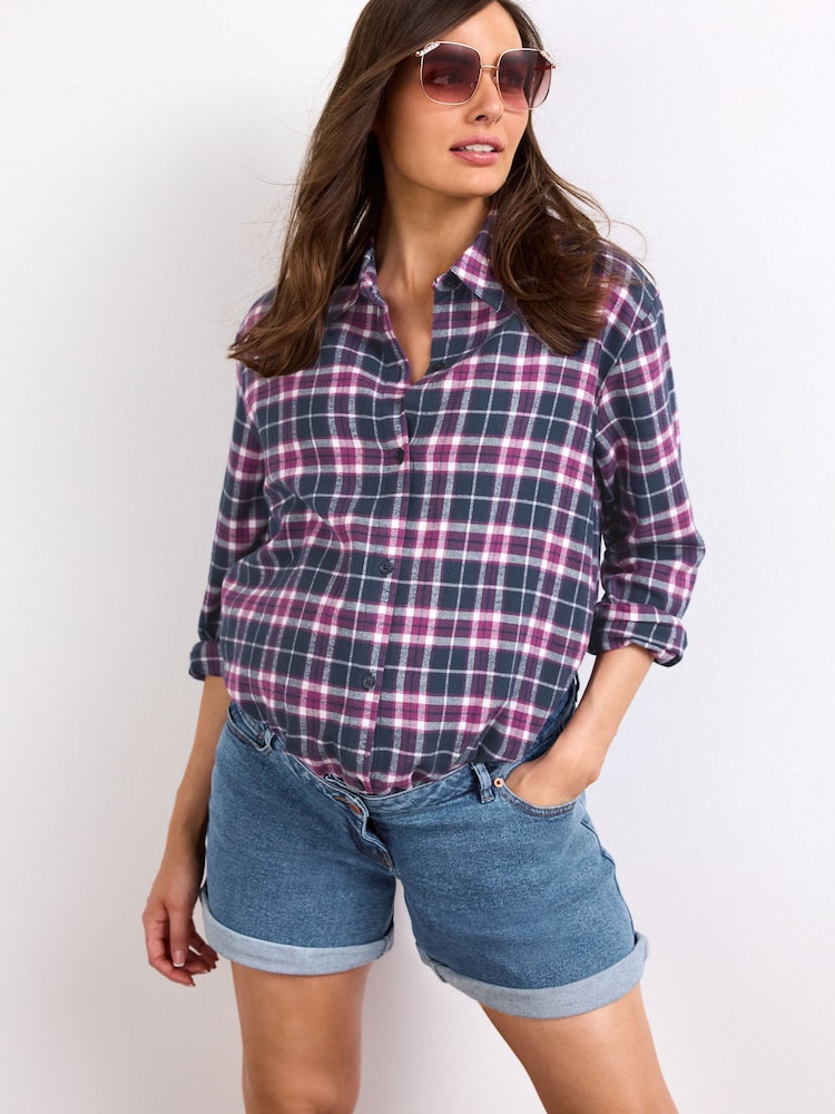 Light Blue Denim Maternity Mom Style Shorts - Image 1 of 6