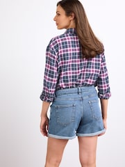 Light Blue Denim Maternity Mom Style Shorts - Image 3 of 6