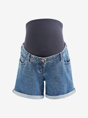 Light Blue Denim Maternity Mom Style Shorts - Image 5 of 6