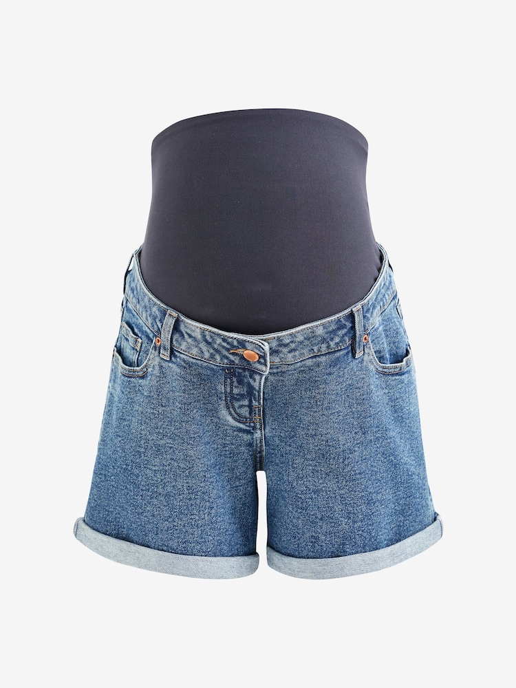Light Blue Denim - Szorty ciążowe w stylu mom fit - Image 5 of 6