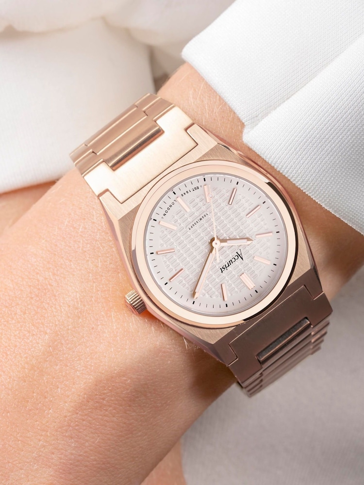 Accurist Womens Gold Tone Origin Rose Stainless Steel Bracelet Analogue Watch - Image 6 of 6