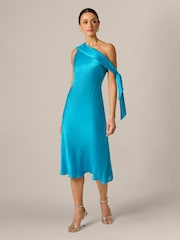 Adrianna Papell Blue Woven Jacquard Midi Dress - Image 1 of 6