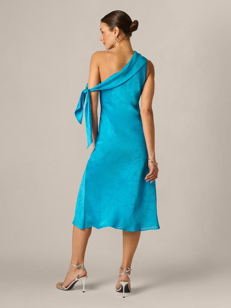 Adrianna Papell Blue Woven Jacquard Midi Dress - Image 2 of 6