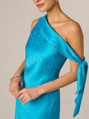 Adrianna Papell Blue Woven Jacquard Midi Dress - Image 4 of 6