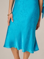 Adrianna Papell Blue Woven Jacquard Midi Dress - Image 5 of 6