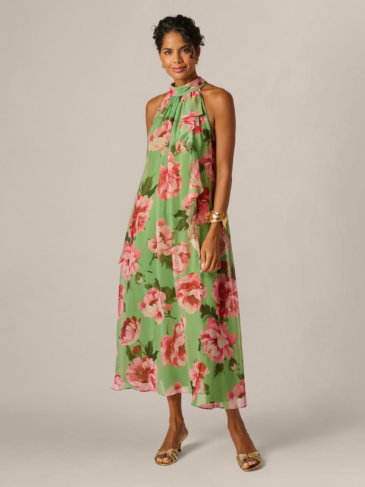 Adrianna Papell Print Halter Trapeze Dress - 圖片 1/6