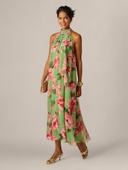 Adrianna Papell Print Halter Trapeze Dress - 圖片 3/6