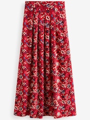 Red Floral Pleat Front Detail Maxi Skirt - Image 5 of 5