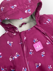 JoJo Maman Bébé Purple Bird Waterproof Fleece Lined Puddle Suit - Image 6 of 6