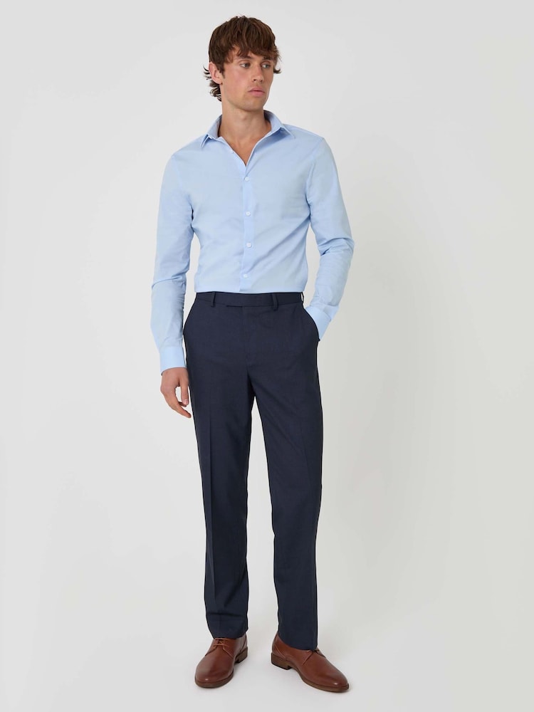 Threadbare Blue Tailored Fit Suit Trousers - Image 2 of 6