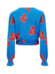 Pour Moi Blue Laney Woven Wrap Blouse - Image 5 of 5