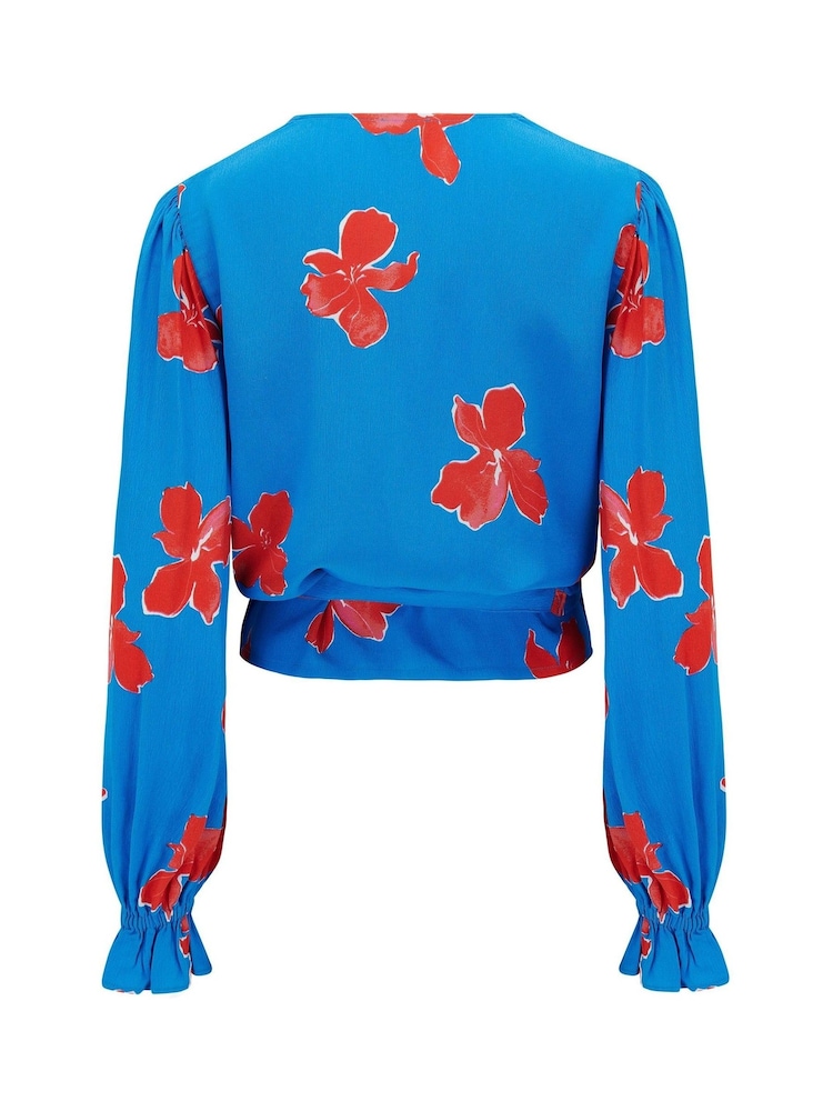 Pour Moi Blue Laney Woven Wrap Blouse - Image 5 of 5
