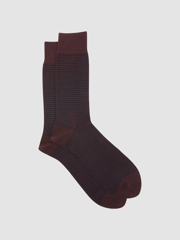 Reiss Bordeaux Mario Stripe Socks - Image 1 of 3