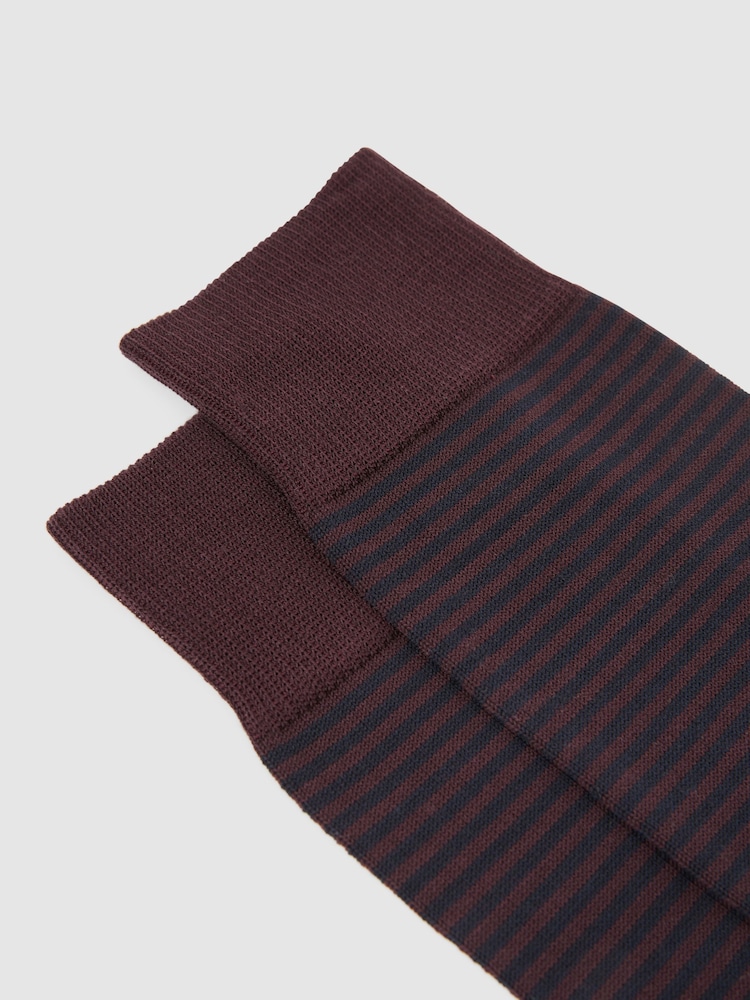 Reiss Bordeaux Mario Stripe Socks - Image 2 of 3