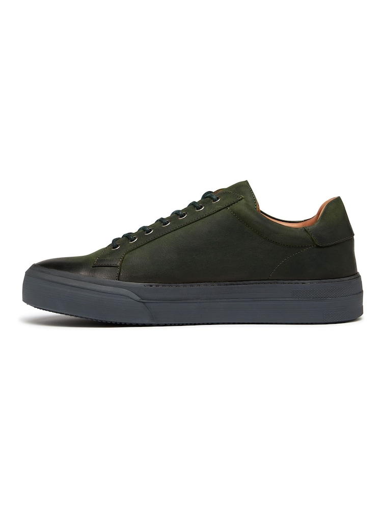Oliver Sweeney Green Penacova Kudu Leather Cupsole Trainers - Image 2 of 5