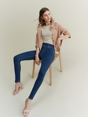 Dark Blue Super Stretch Soft Sculpt Pull-On Denim Leggings - Image 1 of 6