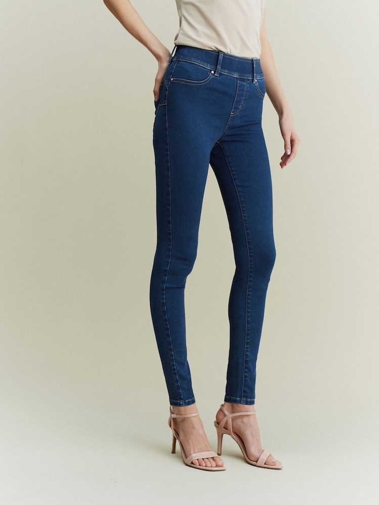 Dark Blue Super Stretch Soft Sculpt Pull-On Denim Leggings - Image 2 of 6