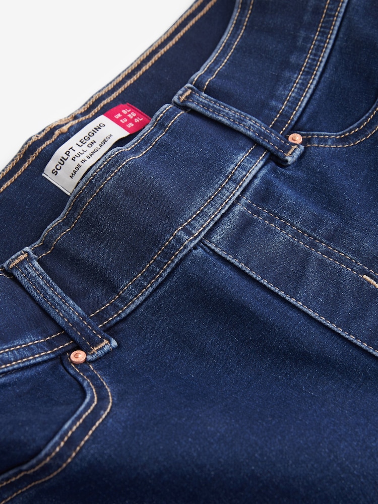 Dark Blue Super Stretch Soft Sculpt Pull-On Denim Leggings - Image 6 of 6