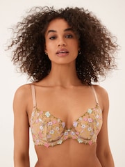 Ditsy Floral Non Pad Plunge Embroidered Bra - Image 1 of 7