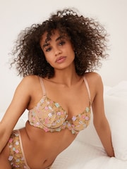 Ditsy Floral Non Pad Plunge Embroidered Bra - Image 4 of 7