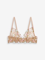 Ditsy Floral Non Pad Plunge Embroidered Bra - Image 6 of 7