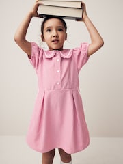 Red Cotton Rich School Gingham Pretty Collar Dress (3-14yrs) - Image 1 of 6