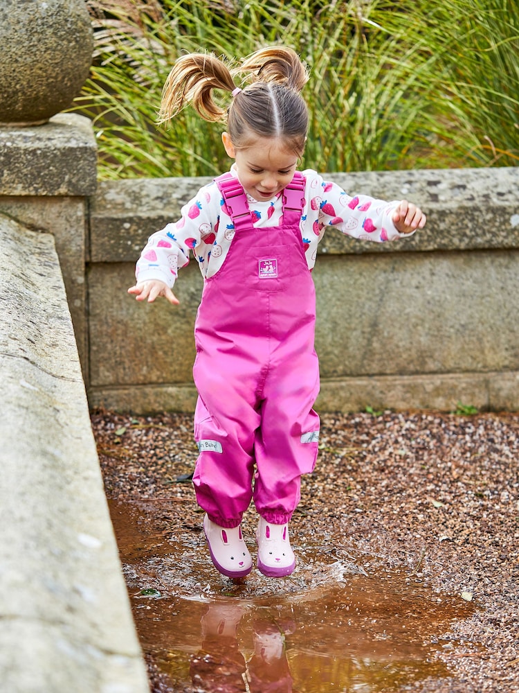 JoJo Maman Bébé Pink Bunny Printed Lined Wellies - Image 3 of 4