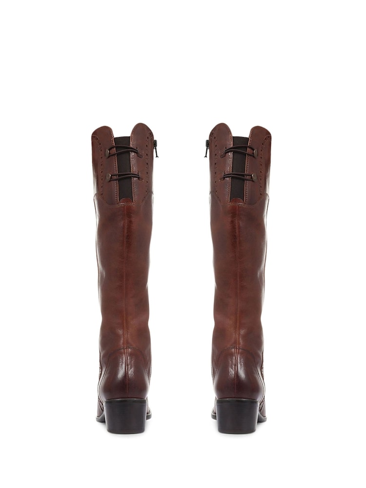 Jones Bootmaker Brown Slim Calf Rachel Leather Rider Boots - Image 3 of 5