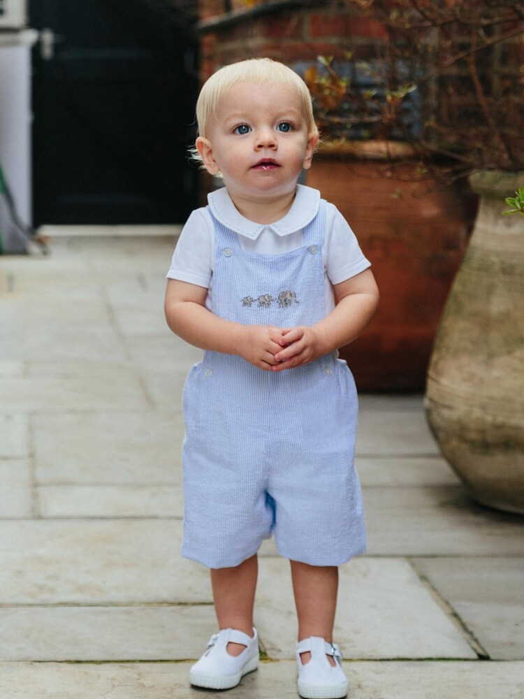 Trotters London Little Blue Alexander Cotton Bib Shorts - Image 1 of 4