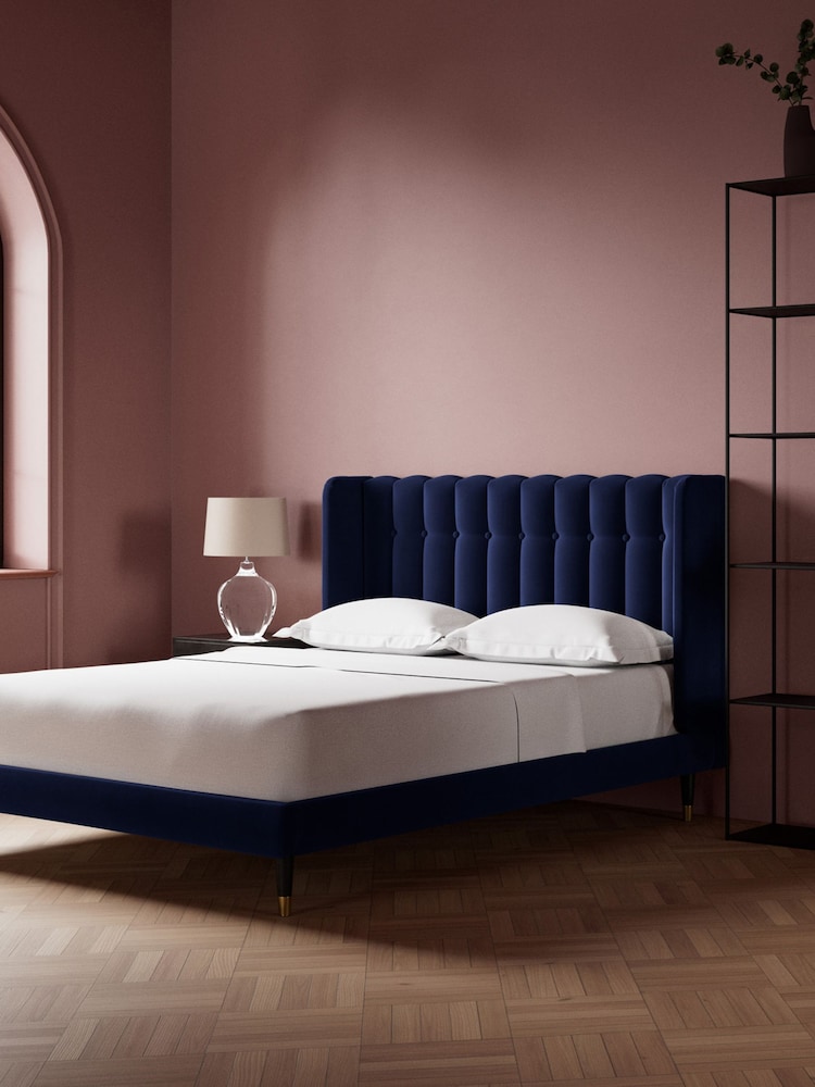 Swoon Easy Velvet Ink Blue Kipling Bed - Image 2 of 7