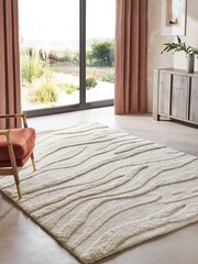 Natural Soft Waves High Low Shaggy Tufted Rug - Image 1 of 8