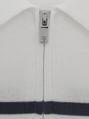 Reiss Airforce Blue Rome Senior Slim Fit Half Zip Colourblock Polo Shirt - Image 6 of 6