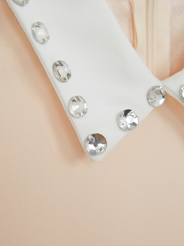 Reiss Nude Riley 4-9 yrs Diamante Collar Fit And Flare Dress - Image 6 of 6