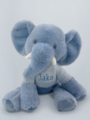 Babyblooms Blue Personalised Elephant Soft Toy with Snuggle Wrap Gift Set - Image 2 of 6