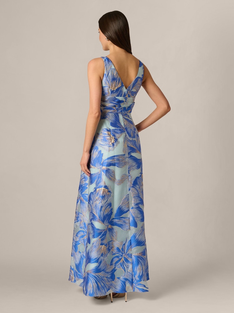 Adrianna Papell Blue Floral Organza Gown - Image 2 of 6