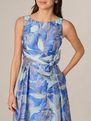 Adrianna Papell Blue Floral Organza Gown - Image 4 of 6