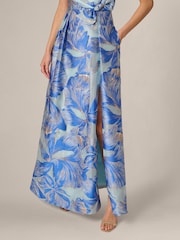 Adrianna Papell Blue Floral Organza Gown - Image 5 of 6