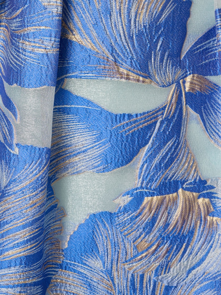 Adrianna Papell Blue Floral Organza Gown - Image 6 of 6