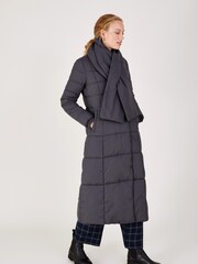 Monsoon Grey Scarlette Scarf Padded Coat - Image 1 of 4