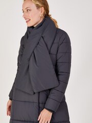 Monsoon Grey Scarlette Scarf Padded Coat - Image 3 of 4