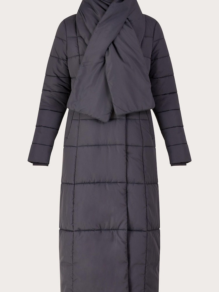 Monsoon Grey Scarlette Scarf Padded Coat - Image 4 of 4