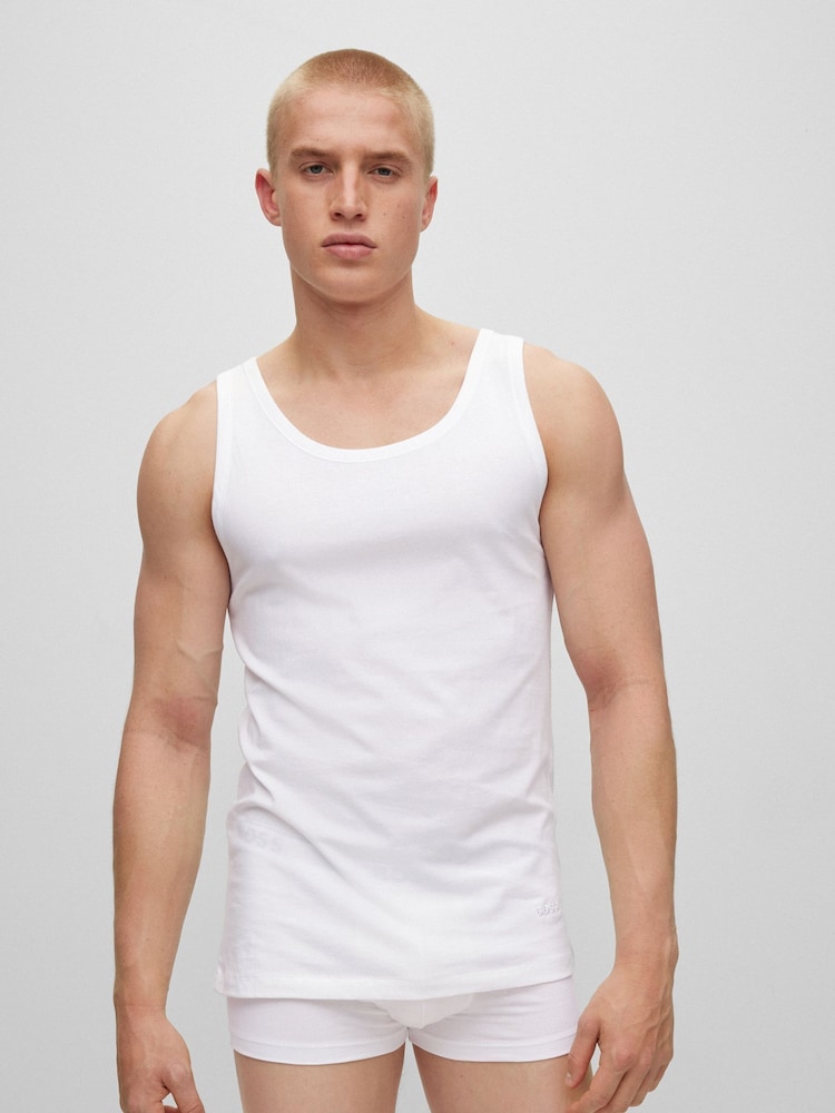 BOSS White BOSS Classic 100% Cotton Vest 3 Pack - Image 2 of 6