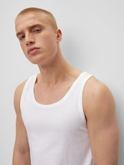 BOSS White BOSS Classic 100% Cotton Vest 3 Pack - Image 5 of 6